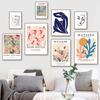 Abstract Matisse Girl Line Coral Leaf Sun Nordic Posters And Prints Wall Art Canvas Painting Wall Pictures For Living Room Decor