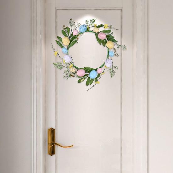 Yousheng Easter Wreath Decoration Artificial Easter Garland with Eggs And Berris for Spring Home Door Wall Window Decor
