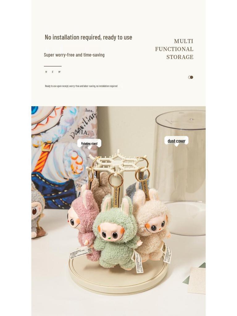 Rotating Labubu Plush Doll Display Box & Charm Stand