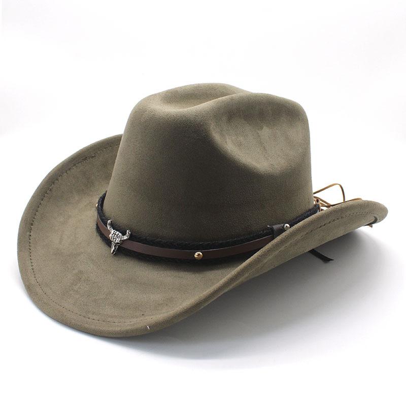Horn Men'S And Women'S Knight Hat Felt One-Word Hat Top Hump Adjustable Western Cowboy Hat