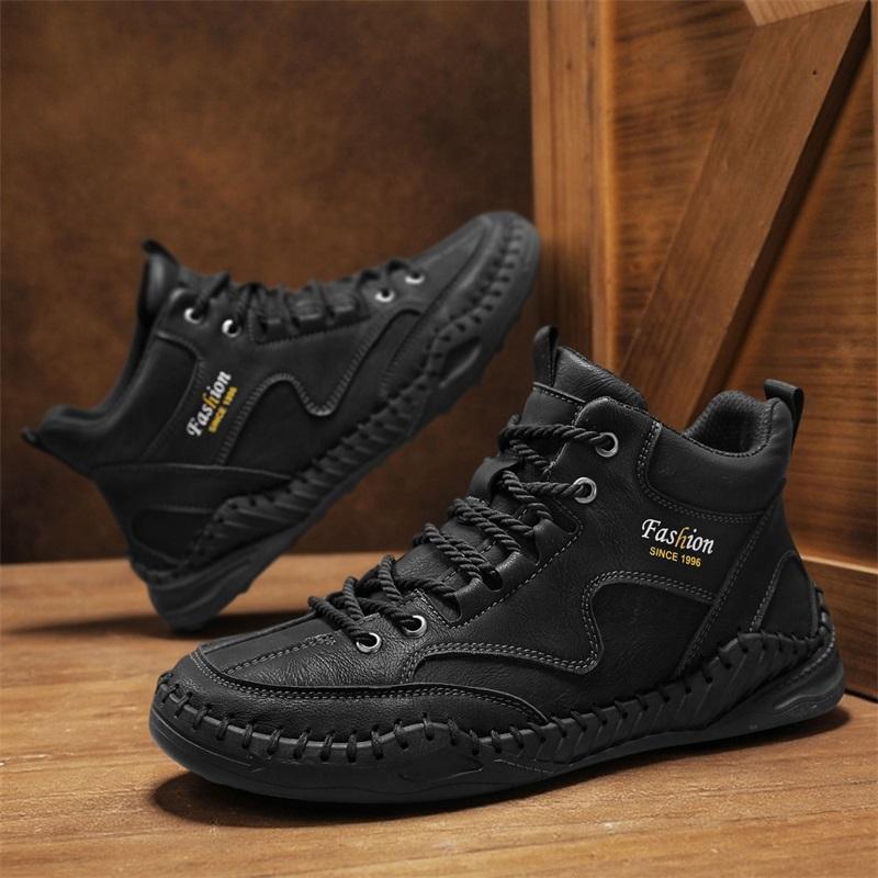 Plus Size Men Shoes Hand-stitching Leather Men Boots Split Leather Casual Leather Shoes Men Ankle Boots