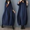 Vintage Long Sleeved Denim Dress 2025 New Plus-size Loose Blue Long Dresses for Women Autumn O Neck Casual Dress