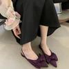 Fashion 2024 New Summer Luxury Bow Tie Purple Sandals for Women Silk Fairy Style Pointed Flat Bottomed Singles Shoes French Flat