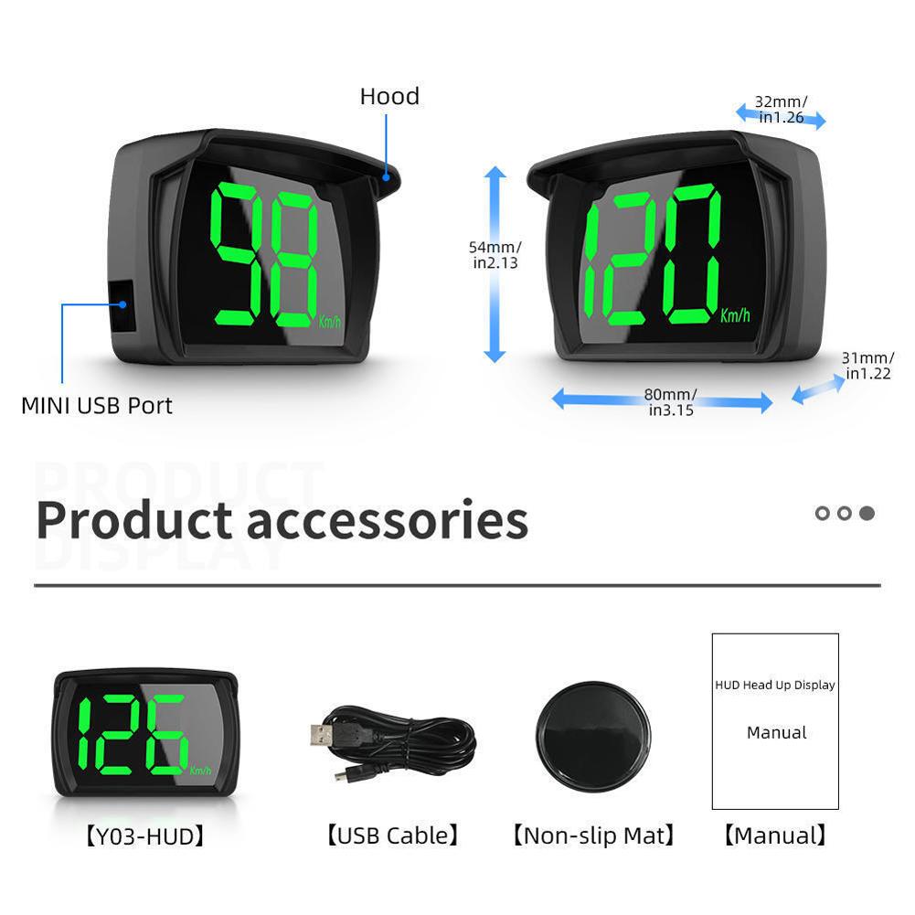 Digital GPS Speedometer Overspeed Alarm Car Head Up Display Speed RPM MPH HUD GPS Speedometer Projector with Odometer LCD