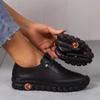 New Spring Casual Women Shoes  Lace Up Leather Flats Slip-On Mom Shoes Platform Loafers