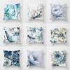 Plant Blue Print Pillowcase Living Room Office Home Pillowcase Car Ornaments