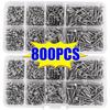 800pcs M2 Cross Disc Head Self-Tapping Screw Nickel Plated Carbon Steel 4Mm-20Mm Wood Screw Classification Kit Lock Nut Screw Fastener Set (Flat Head)