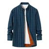 Fleece Lined Lapel Shirts For Men Winter Warm Loose Button Down Stylish Long Sleeve Cotton Plaid Shirt Jackets