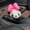 Card Love Bow Chinese Giant Panda Auto Wiper Turn Signal Switch Plush Doll Decorative Accessories Car Interior Toy Holiday Gifts