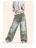 Yongfang Unisex Retro Splatter High-Waist Distressed Straight-Leg Overalls