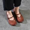 Retro Mary Jane Shoes Women's Genuine Leather Pumps Versatile Round Toe Low Heel Shoes