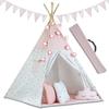 Tente De Jeu Tipi - Rose - Coton - 120x120x165 Cm - Pour Enfants De 9 Mois À 15 Ans