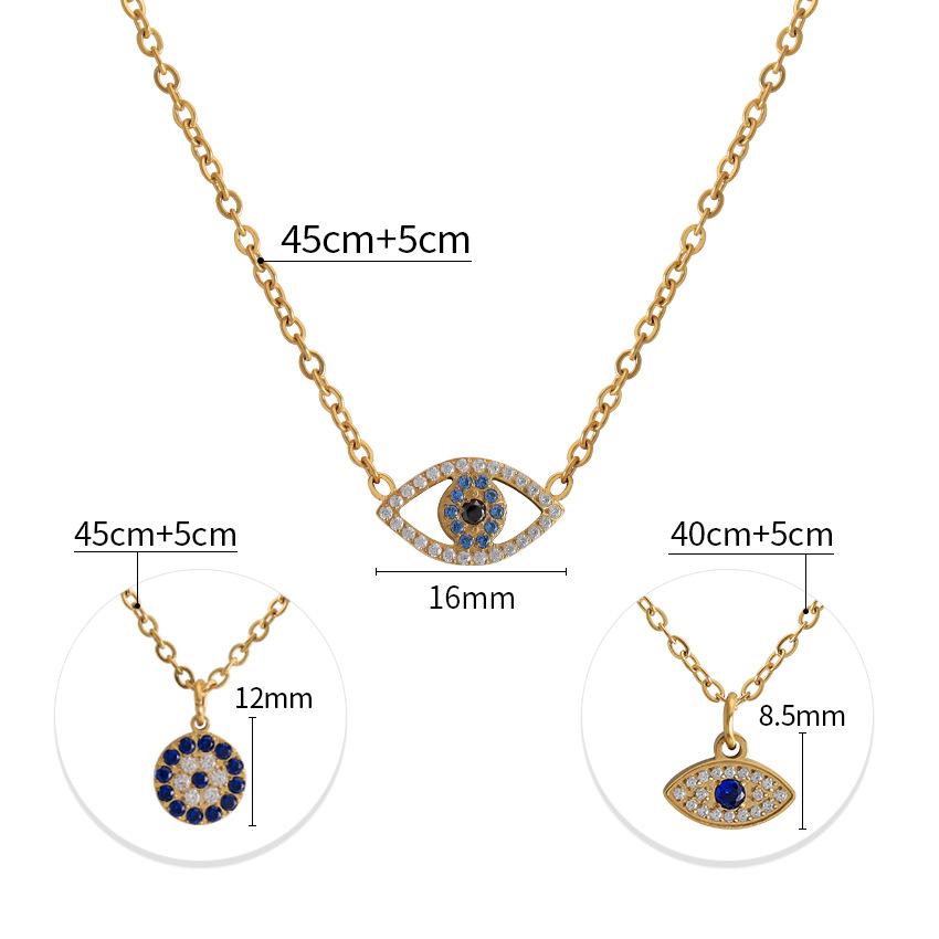 Tide Street Hip Hop Light Blue Horse Eye Lucky Eye Pendant Stainless Steel Necklace