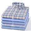 Pure Cotton Long Sleeve Office Men Plaid Shirts Button Collar for Business Checked Design Comfortable Male Clothing with Chest Pocket