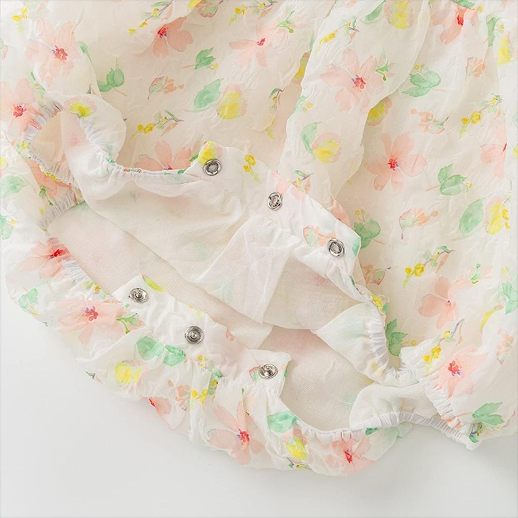 Romper Jumpsuit Bodysuit Floral Flower Baby Newborn Girl Summer Headband Set White One Size [Misia Luxury] [27165-27168]