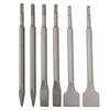 6 Pcs Rotary Hammer Drill Chisel Set 250mm Length Round Shank Point Flat Scaling Chisel Bits for