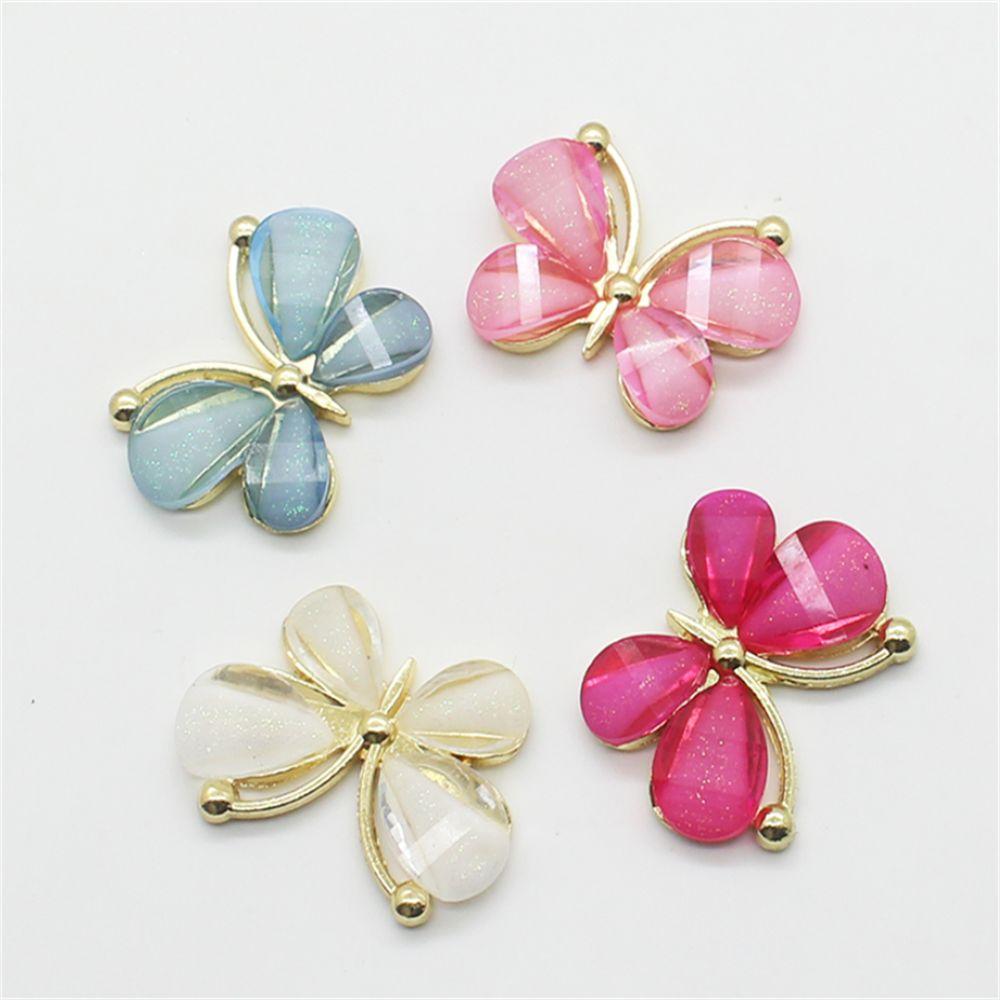 10Pcs/Set  Cute Colorful Butterfly Costume Decoration Alloy Stained Glass Buckle DIY Jewelry Accessories Wedding Card DIY Decor
