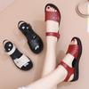 Middle-aged and Elderly Women's Summer Hollow Out Shoes Mom's Soft Sole Open Toe Sandals Granny's Comfortable Flat Non-slip Round Toe Sandals
