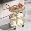 Wrought Iron Mobile Dining Trolley: Multifunctional Hand-Pushed Tea, Water, and Cake Delivery Cart for Home and Commercial Use.