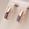 Geometric Colorful Zircon Smooth Square Clip Earrings Women Personality Matching Party Jewelry