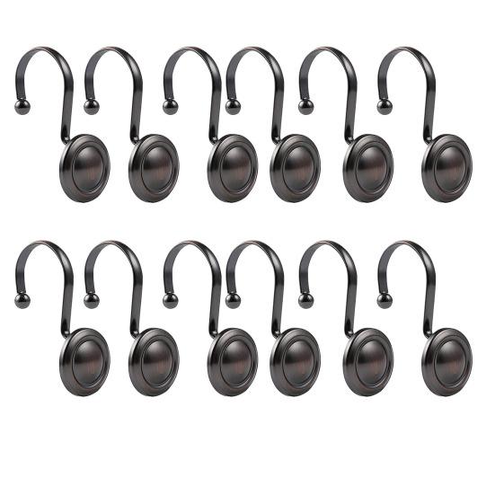 12Pcs Shower Curtain Hooks Rustproof Corrosion Resistant Simple Installation Decorative Metal Shower