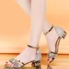 Open Toe Rhinestones With Medium Heels Sandals for Women 2025 Luxury New Breathable Fashion Summer Offers Asian Size Woman Shoes