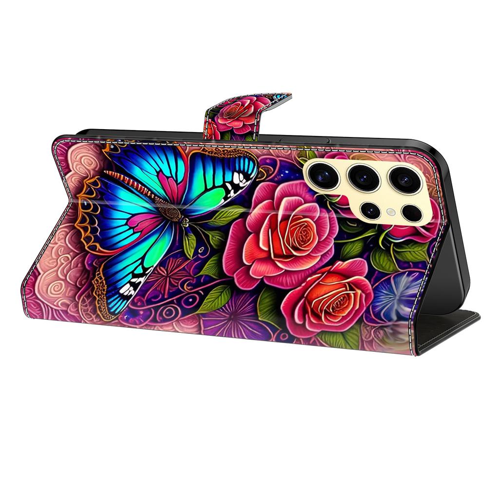 Rainbow Butterfly and Flower Pattern PU Leather Book Case for iPhone Samsung Huawei Honor Google Redmi Xiaomi LG Motorola Sony Nokia Oneplus Oppo