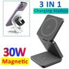 30W 3 In 1 Magnetic Wireless Charging Station For  Watch 7 6 Samsung Galaxy Watch 6 5 4 Active 2 For iPhone Samsung Charger