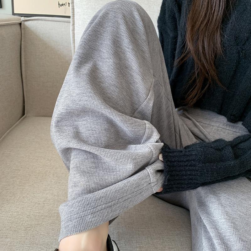 Faux Cashmere Wide Leg Pants for Women Autumn Winter High Waisted Loose Fit Casual Straight Leg Floor Length Pants