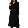 Women Fall Winter Coat Double-breasted Turn-down Collar Loose Solid Color Long Sleeve Button Decor Thickened Warm Windproof Lady OL Commute