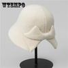 Bow Bucket Hat for Women Autumn and Winter Casual Pot Hat New Hat