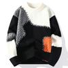 2024 Mens Knitted Sweater Men Fashion Casual Patchwork Pullover Autumn Winter Men Thick Warm Round Neck Knitted Men High-Quality Sweater