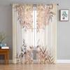 Persian Patterned Watercolor Leaves Tulle Window Curtains for Bedroom Luxury Home Decor Drapes In Living Room Chiffon Panels