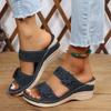 2024 2024 Summer Women Slippers Plus Size Women's Shoes Retro Roman Sandals Women Pu Casual Flower Wedge Sandals Platform Slippers