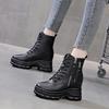 Fashion 9CM Genuine Leather Autumn Women Thick Sole Ankle Boots Platform Leather Casual Boots Women High Heels Wedge Boots Shoes 34 39