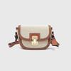 Retro Saddle Bag Canvas Leather Splicing Crossbody Metal Buckle Decoration Shoulder Hundred Niche Armpit Bag