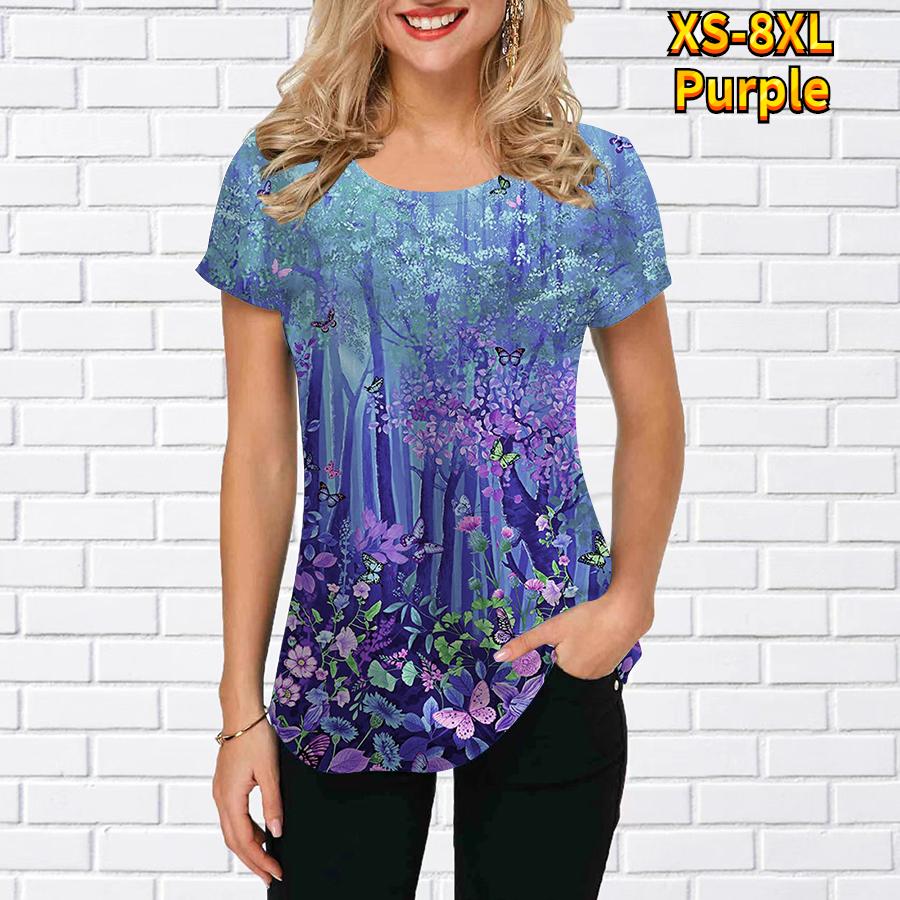 Short Sleeve Clothes Ladies Ladies Print Fashion Ladies Casual Summer T Clothes T Shirts New Print S-8XL