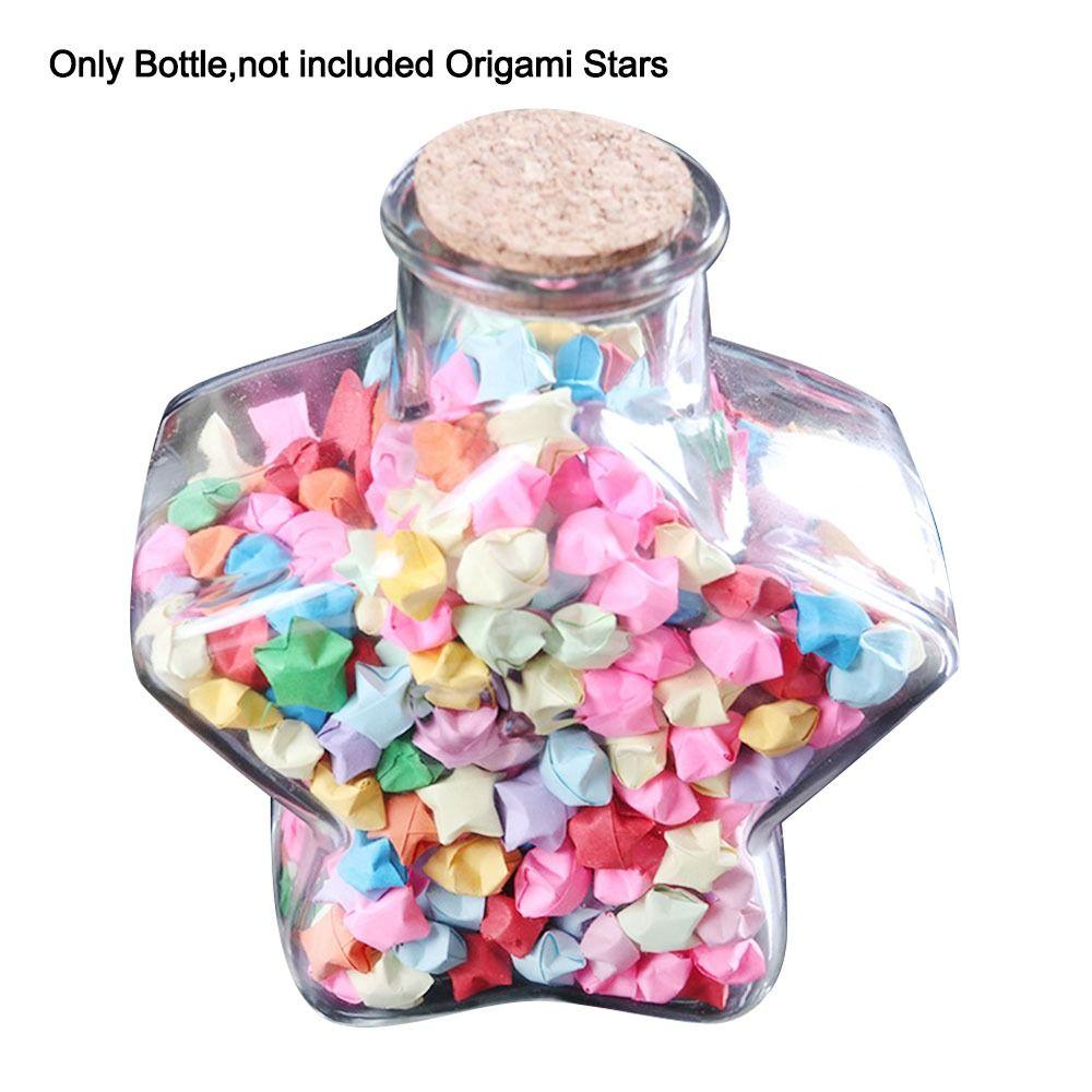 Craft Origami Stars Glass Bottle Stars Shape Glass Jars Creative Pentagram Storage Bottle Home