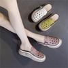 2024 New One-pedal Muffin Thick-soled Heightening Slippers Bag Head Hollow Breathable Hole Slippers Soft-soled Maternity Shoes