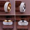 8mm Women/Men Inlaid Unisex Stainless Steel Band Ring Weddig Full Filled Zircon