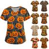 Женская мода V-образный вырез с короткими рукавами рабочая одежда Хэллоуин принт верх платье