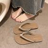 Flip-flops Women's 2025 Summer New Korean Version Fashion Outer Wear Rhinestone Toe Flat Heel Beach Cool Slippers