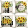 Summer Sunflower Print Pillow Cover Polyester Home Fabric Sofa Cushion Cover Bedroom Pillow