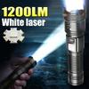 1200 Lumens Rechargeable LED Flashlight White Laser Long Shot Tactical Torch 1500M Zoomable High Power Flash Light USB Lantern