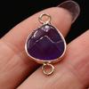 1Pc, Energy Natural Stone Amethyst Connector, Reiki Healing Purple Crystal Pendant Charms Heart Connectors for Jewelry Making DIY Necklace Accessories
