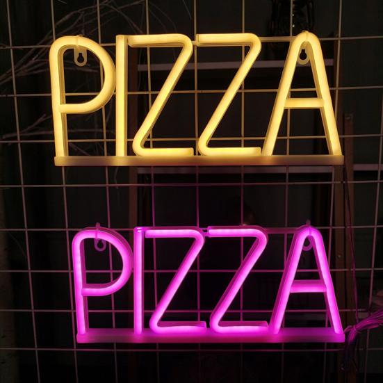 Pizza Letter Neon Sign LED Light Creative Shape Energy-saving Flicker Free Wall Art Background Neon Lamp Decor