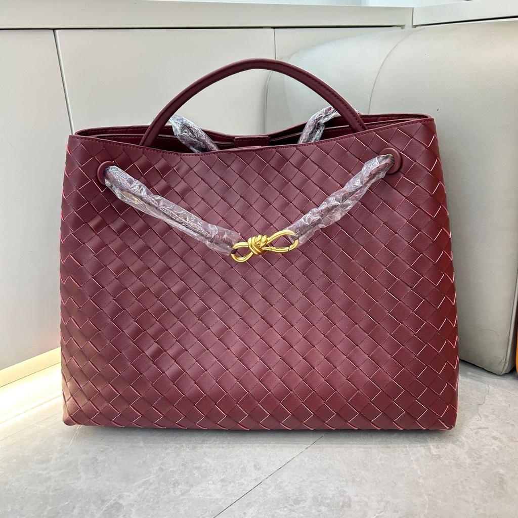 Cross Border New Leather Large Woven Bow Metal Rope Buckle Handheld Cross Shoulder Underarm Bag For Women