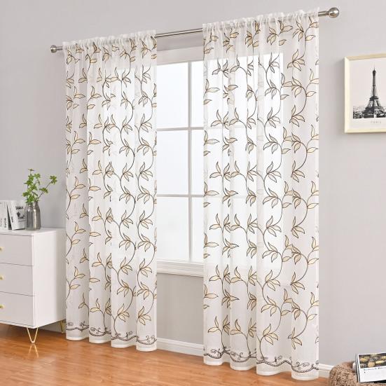 Window Curtain Eye-catching Romantic Long Lasting Embroidery Sheer Curtain Semi Curtain Panels for Living Room