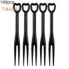 100Pcs/Set Cake Fork Lightweight Anti-wear 2 Colors Attractive Practical Food-grade Fruit Fork for Gifts