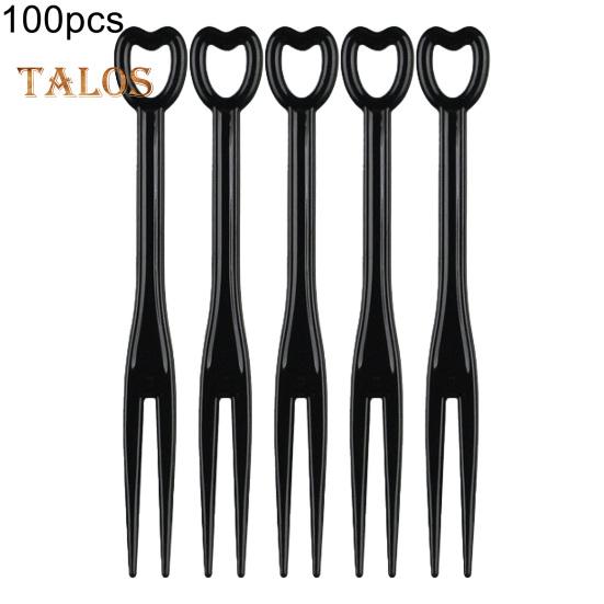 100Pcs/Set Cake Fork Lightweight Anti-wear 2 Colors Attractive Practical Food-grade Fruit Fork for Gifts